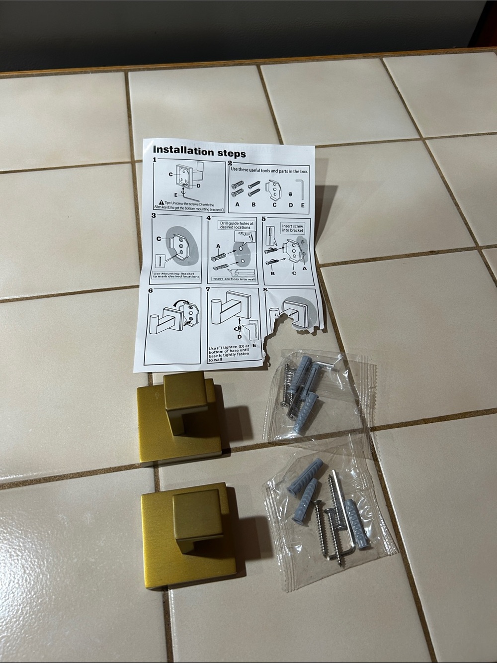 Square Gold Wall Hooks – Pair for Closet & Home Organization